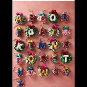 Anthropologie Deck The Halls Ornament mono C NWT